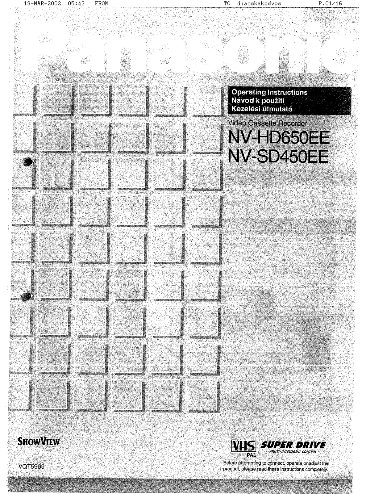 Panasonic NVSD650B Operating Instructions