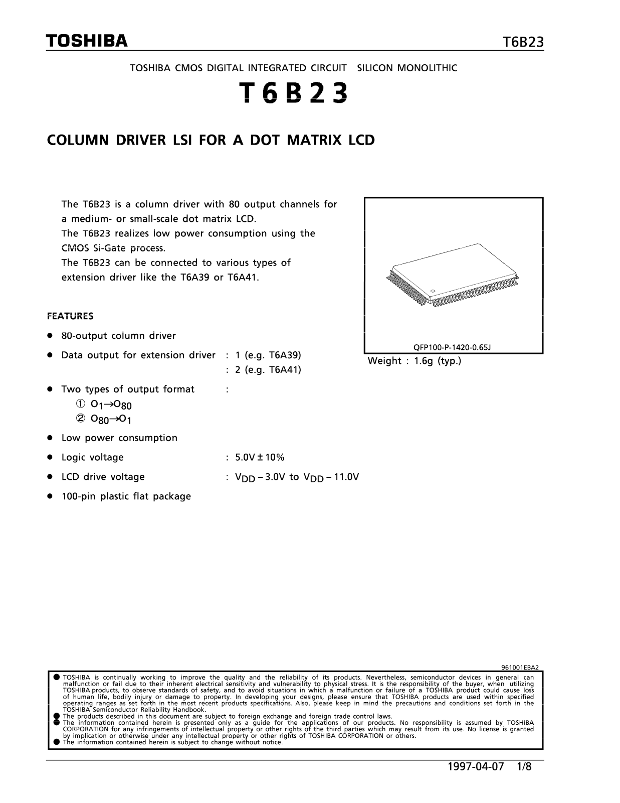 Toshiba T6B23 Datasheet