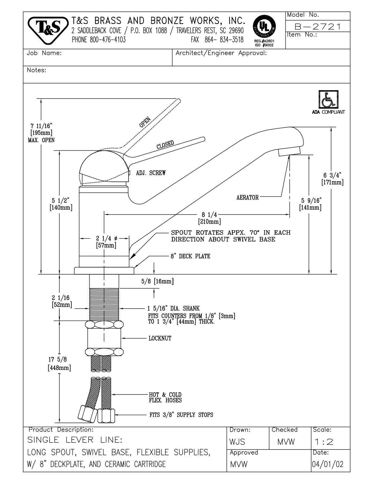 T&S Brass B-2721 User Manual - ManualMachine.com