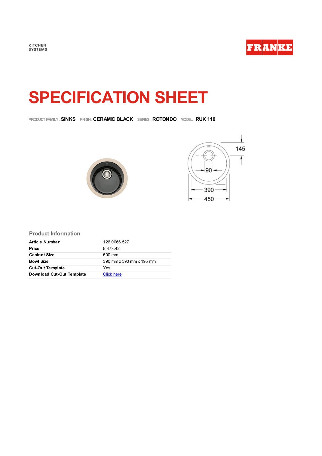 Franke Foodservice RUK 110 User Manual