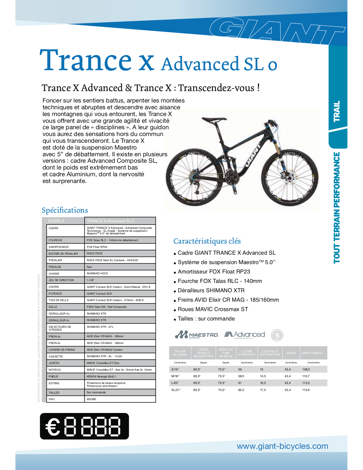 Giant TRANCE X ADVANCED SL 0 User Manual