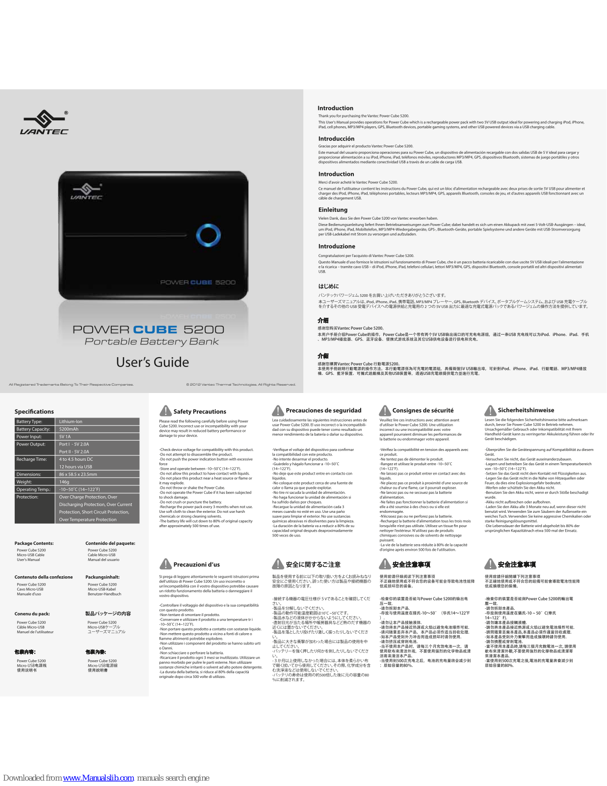 Vantec Power Cube 5200 User Manual