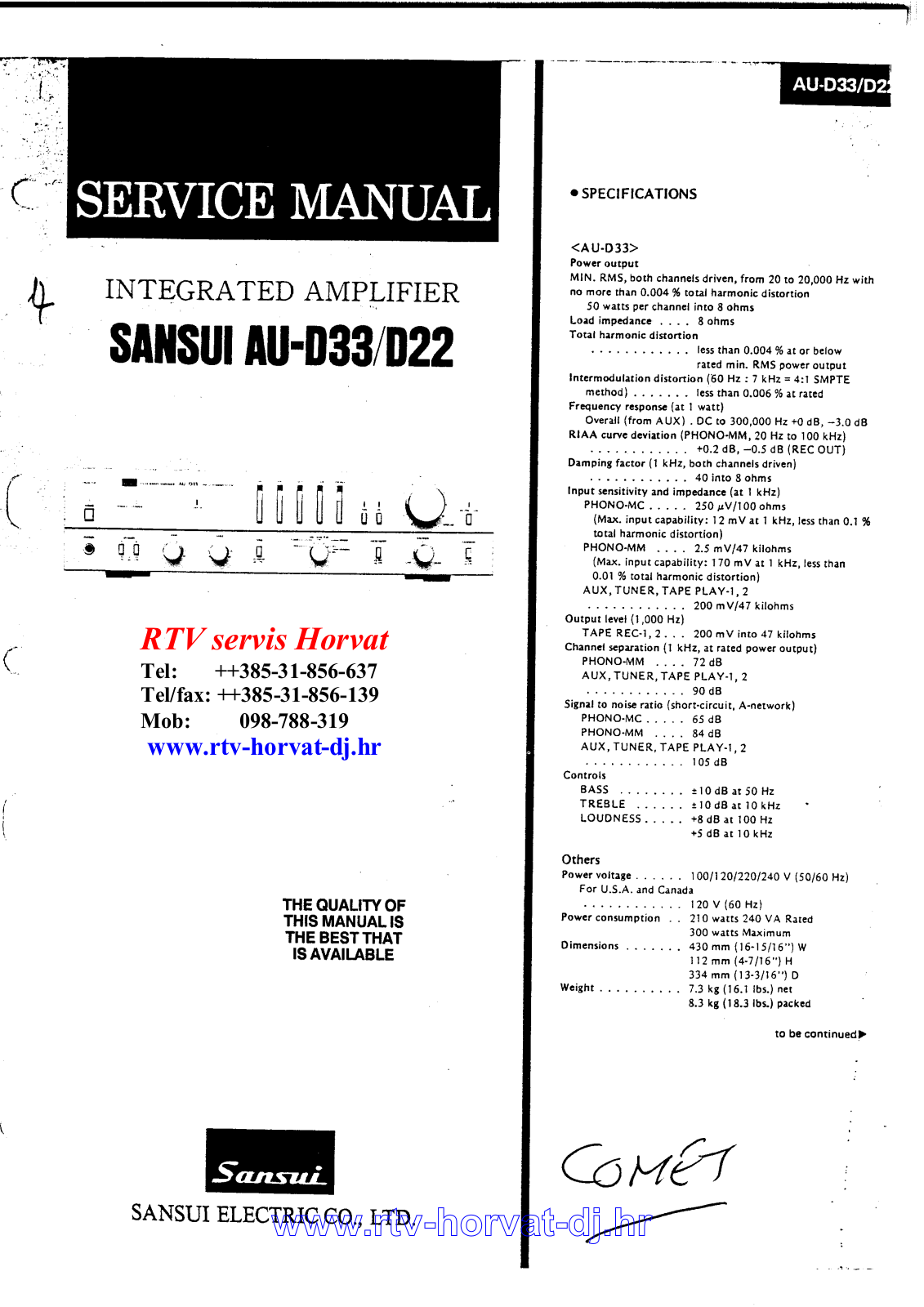 Sansui AUD-33 Service manual