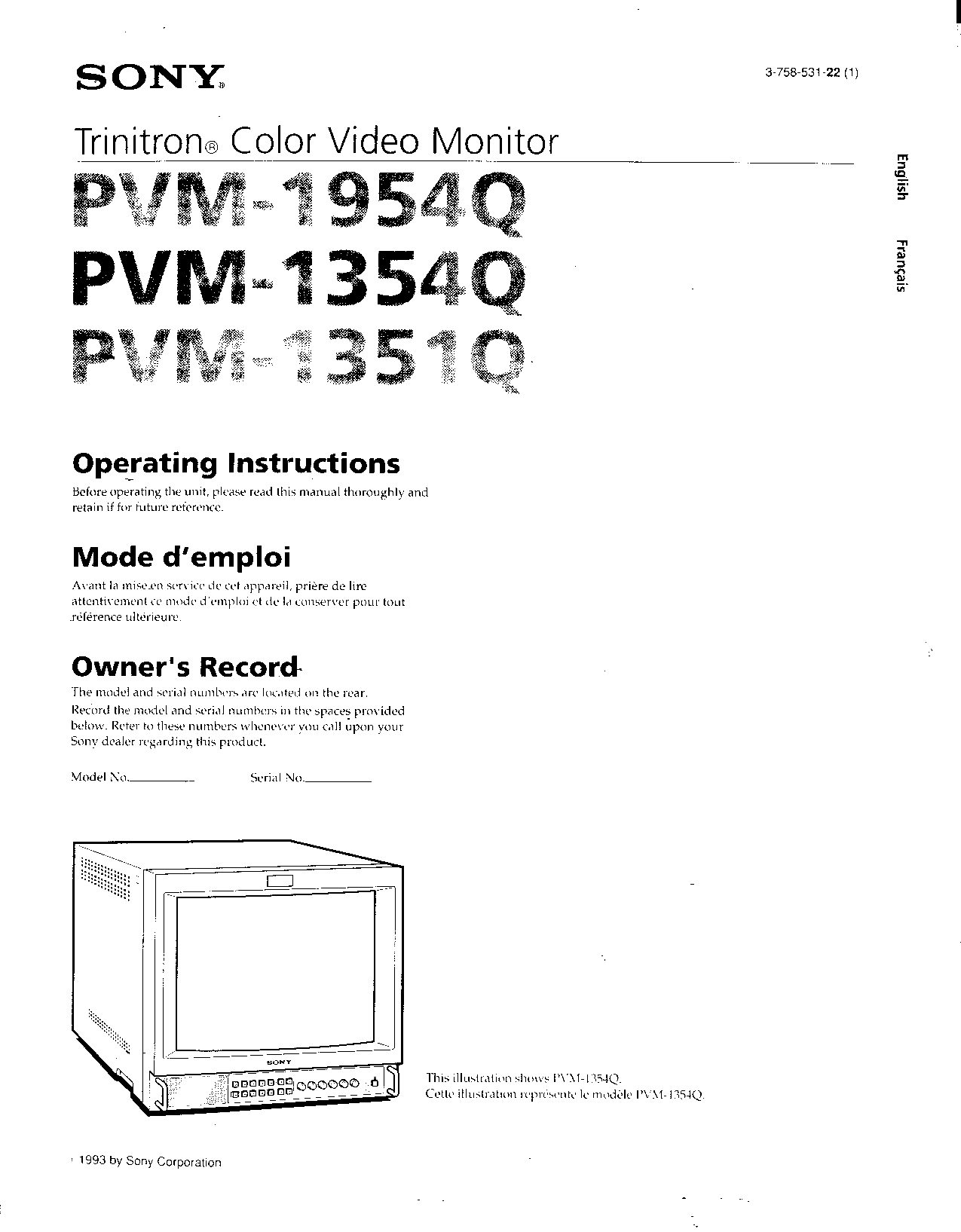 Sony PVM-1354Q, PVM-1351Q User Manual