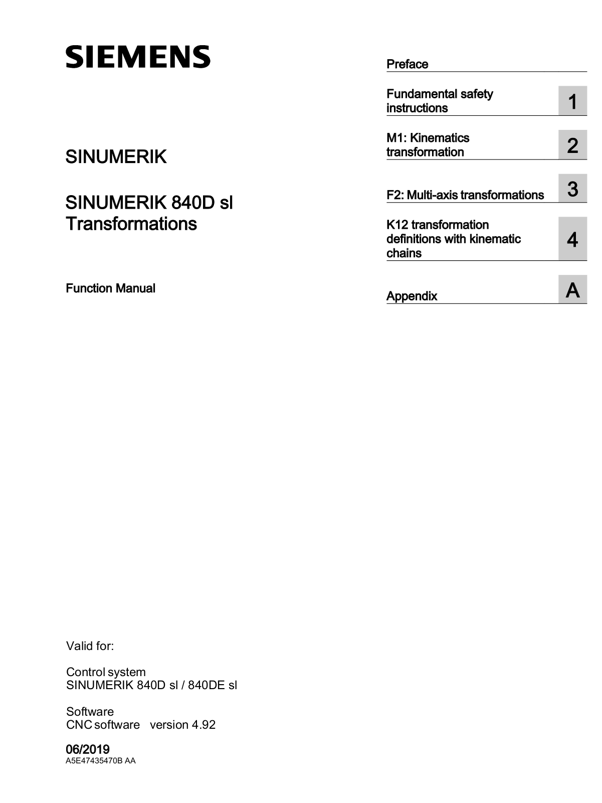 Siemens SINUMERIK 840DE sl, SINUMERIK 840D sl Function Manual