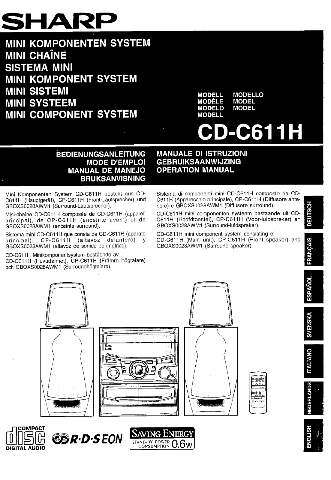 Sharp CD-C611H User Manual