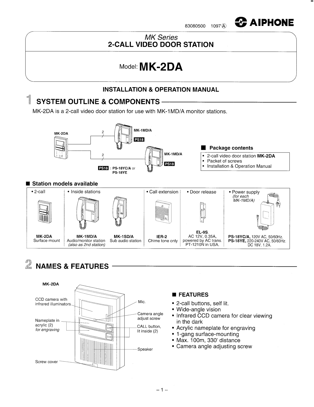 Aiphone mk-2dA User Manual