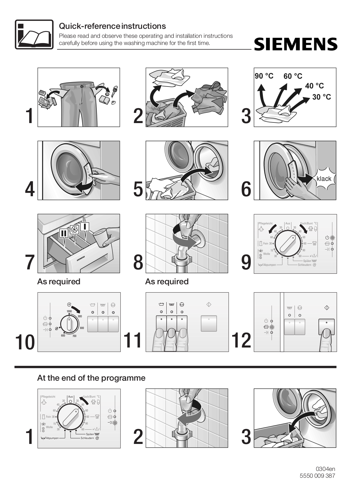 Siemens WXS862 Quick reference guide