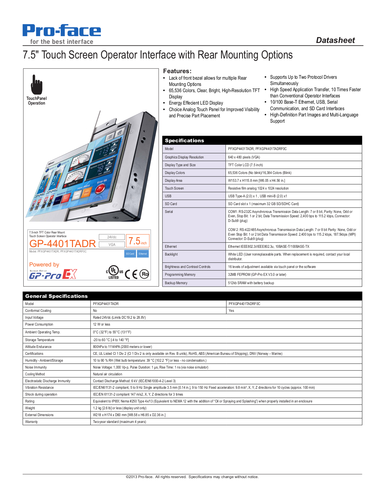 Proface GP4400R User Manual