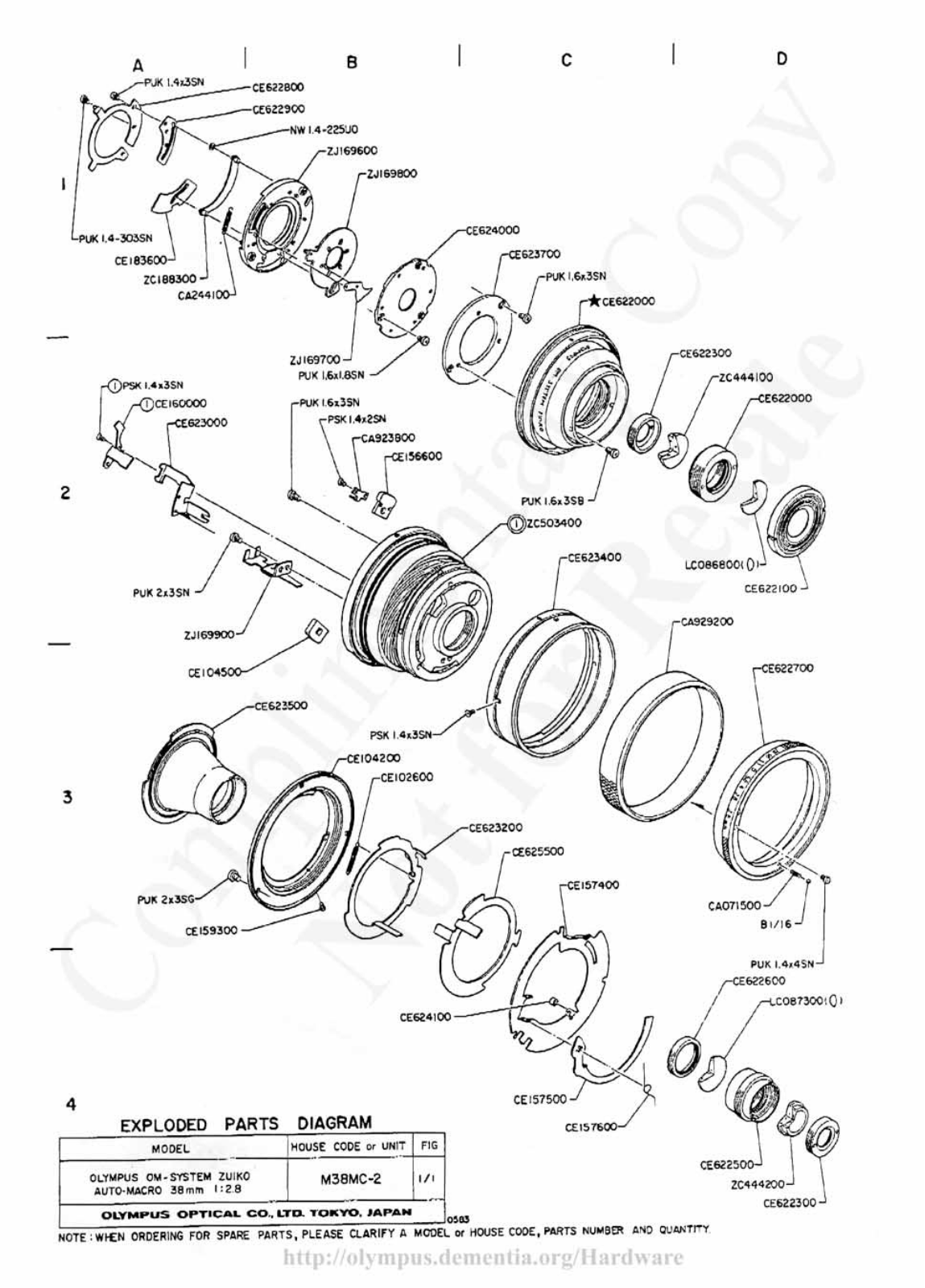 OLYMPUS 38mm f2.8 Service Manual