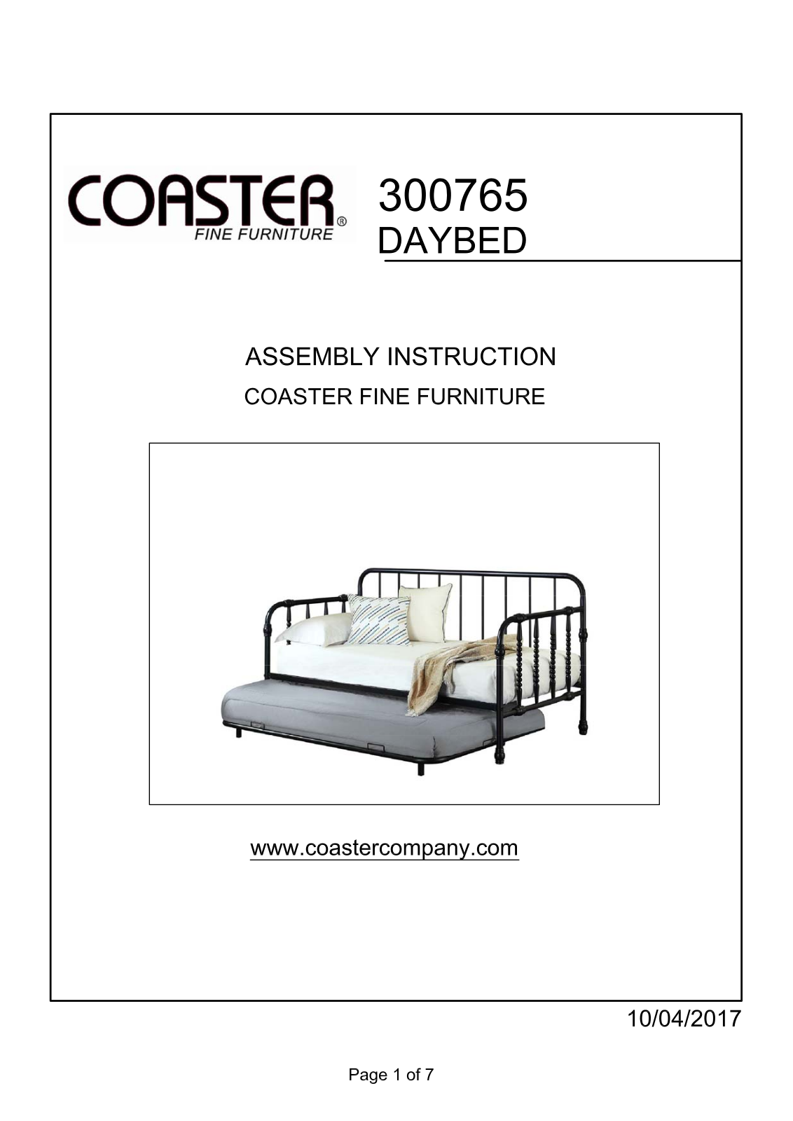 Coaster 300765 Assembly Guide - ManualMachine.com
