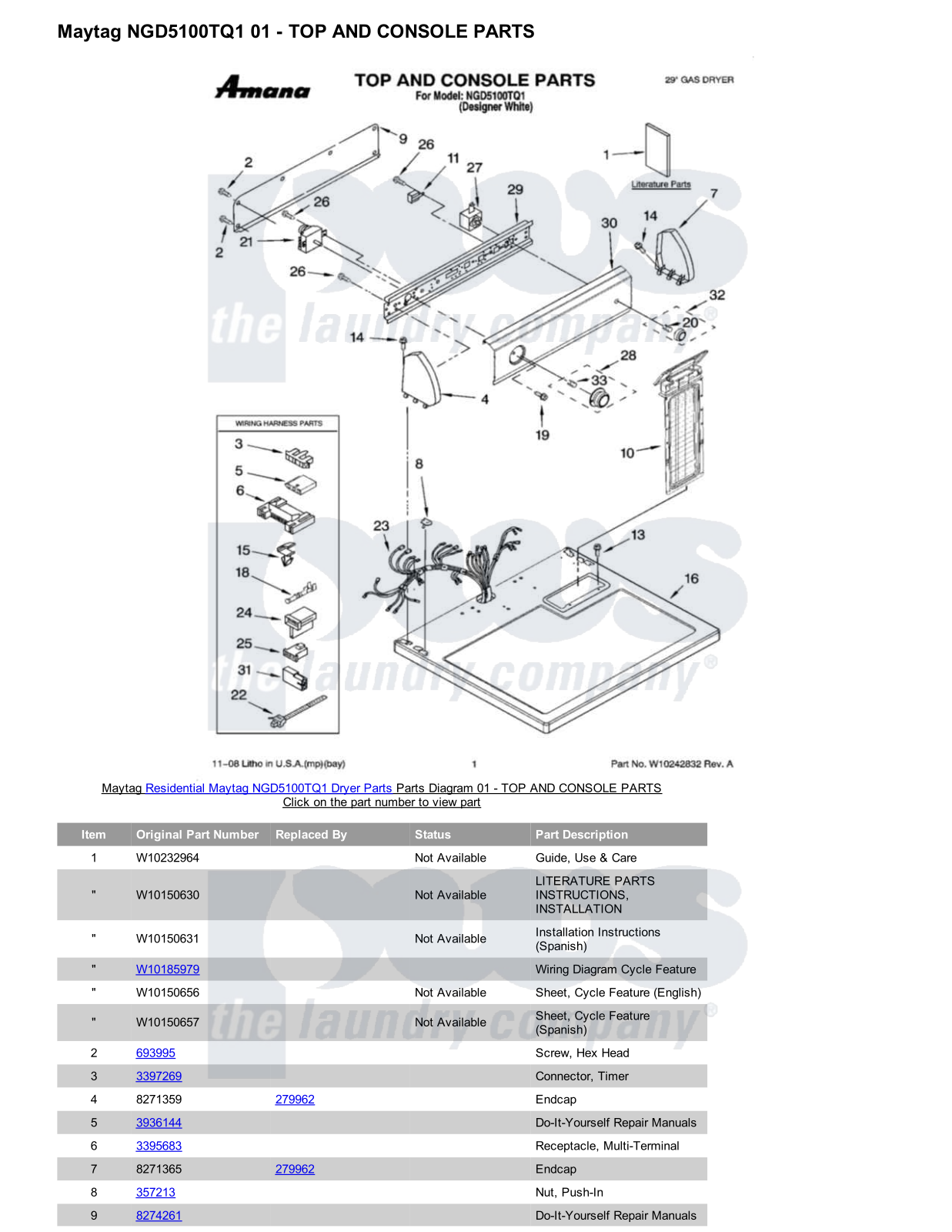 Maytag NGD5100TQ1 Parts Diagram