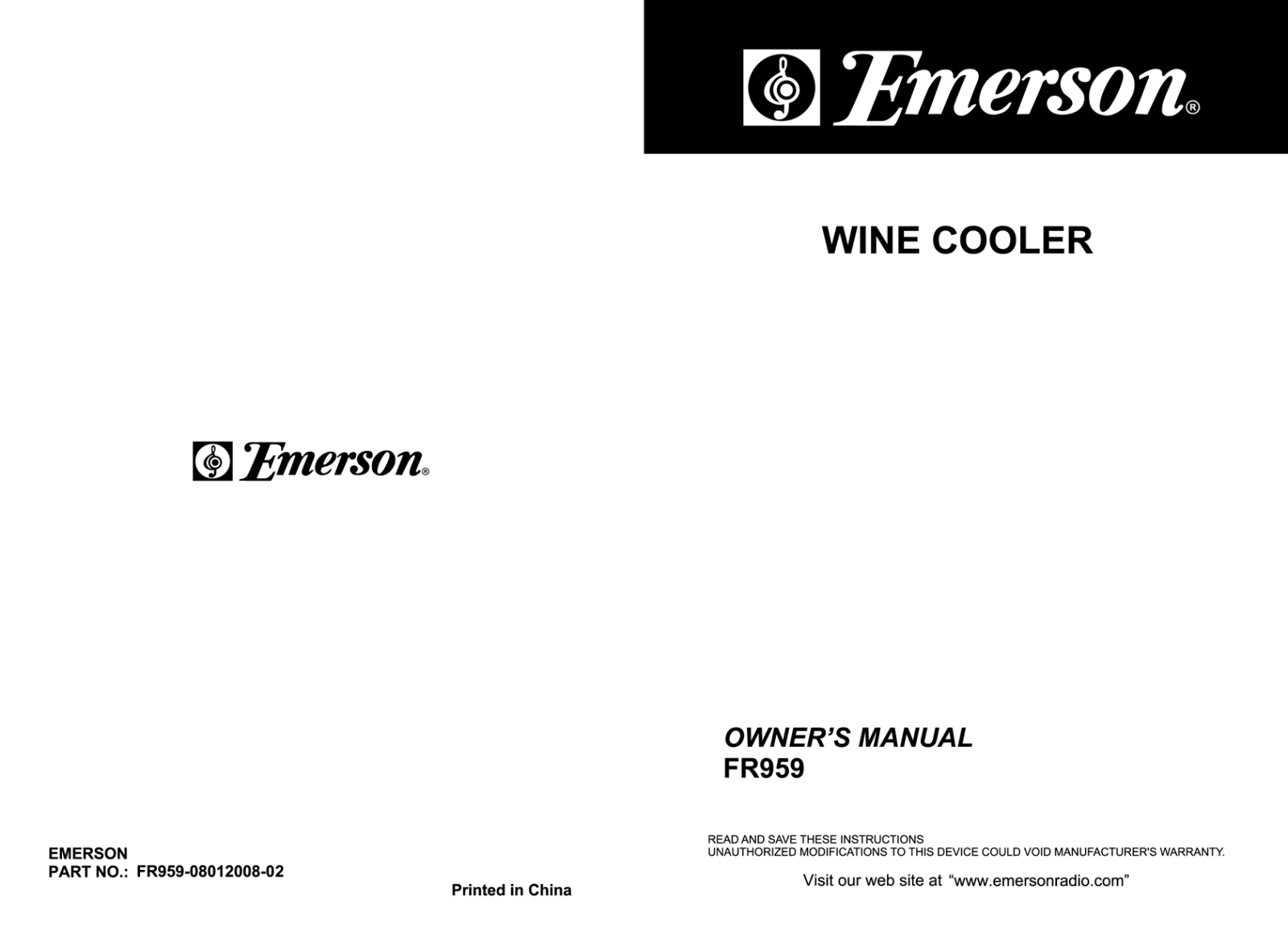 Emerson FR959 User Manual