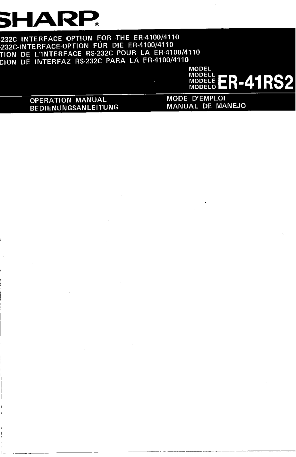 Sharp ER-4100S, ER-4110, ER-4100 User Manual