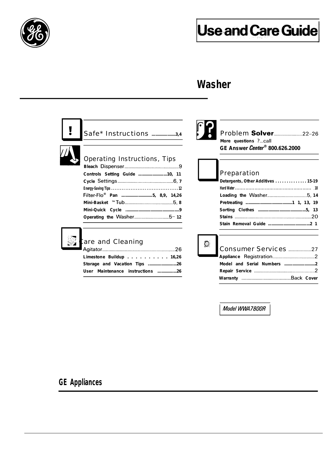 GE WA7800R User Manual