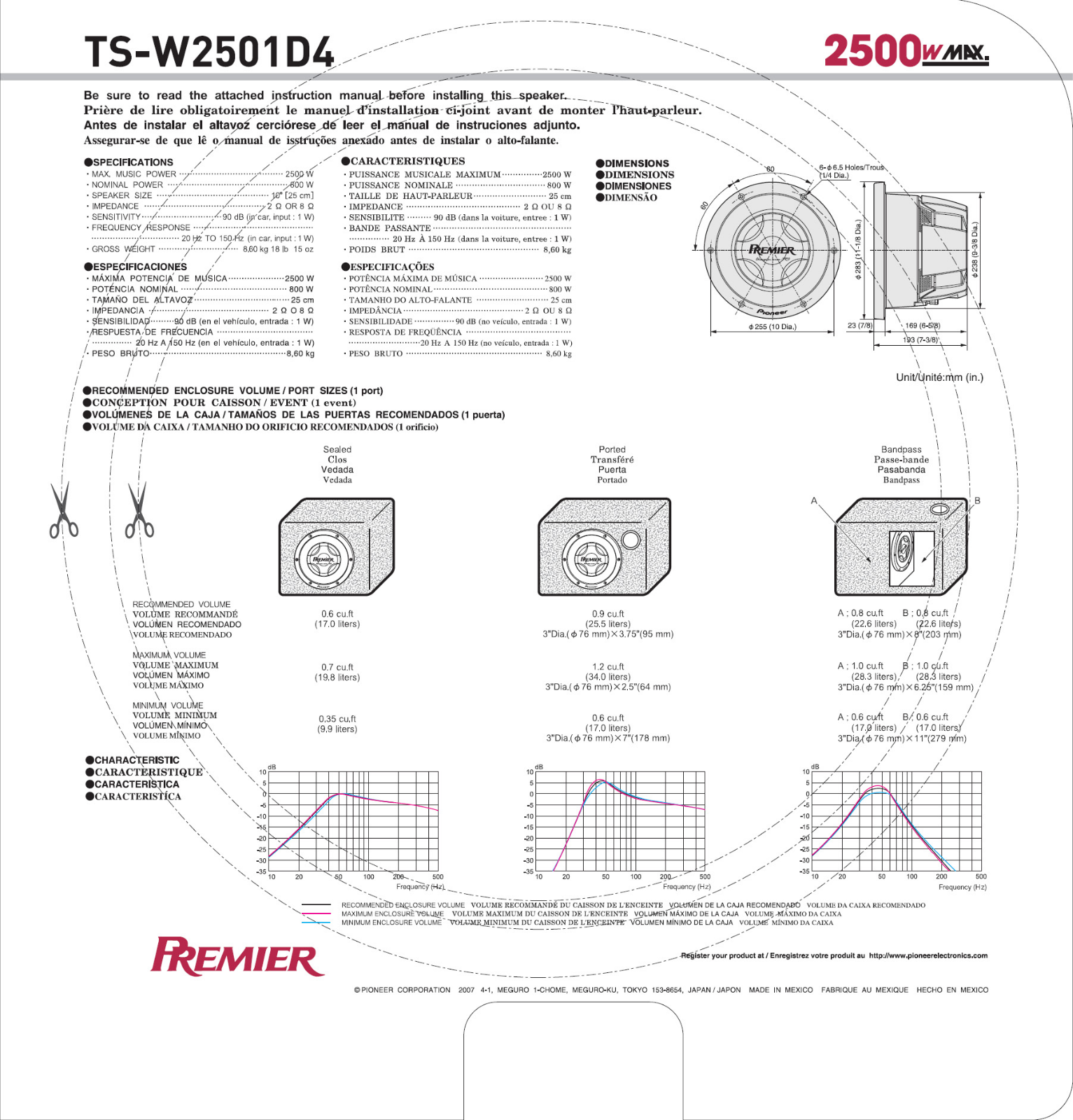 Pioneer TS-W2501D4 User Manual