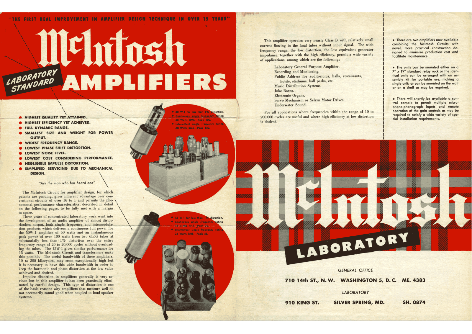 McIntosh 15-W-1, 50-W-1 Brochure