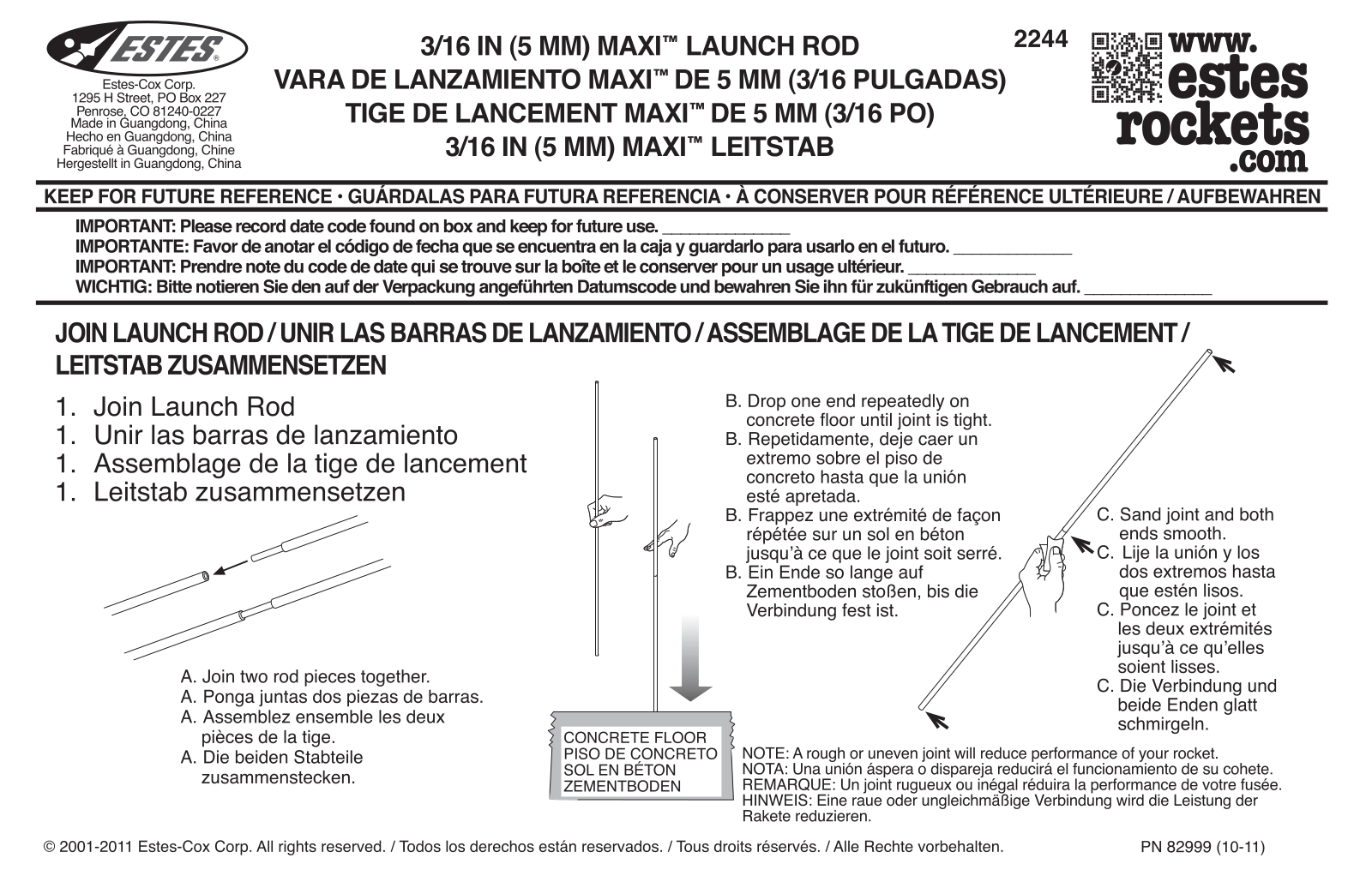 ESTES Maxi Launch Rod User Manual