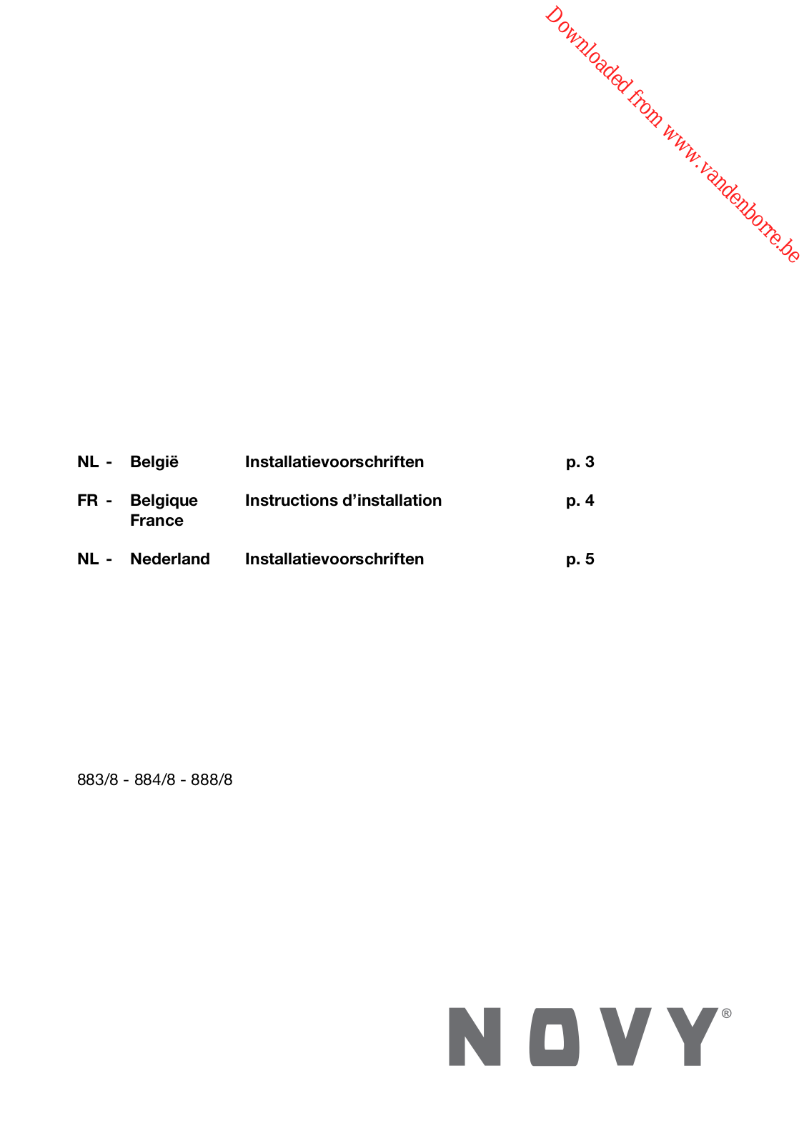 NOVY 883/8, 884/8, 888/8 User Manual