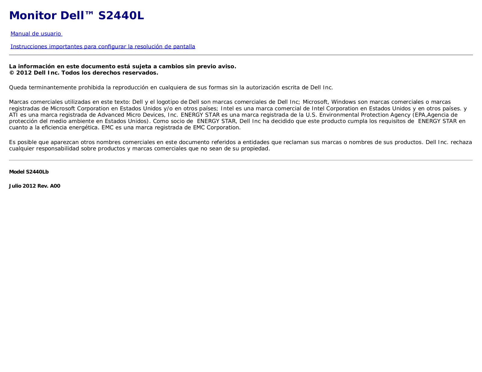 Dell S2440L User Manual