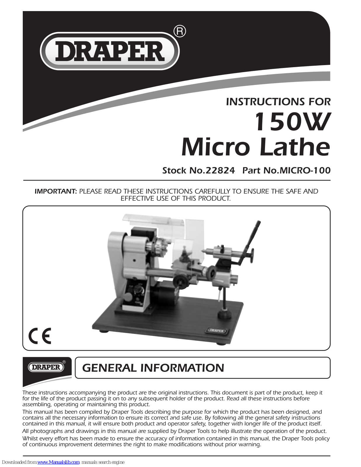 Draper Micro-100 Instructions Manual - ManualMachine.com