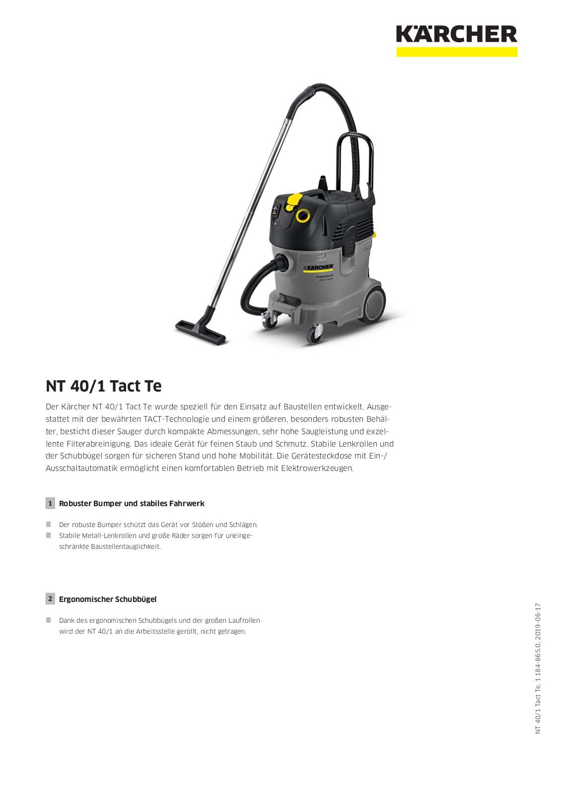 Kärcher NT 40-1 Tact Te User Manual