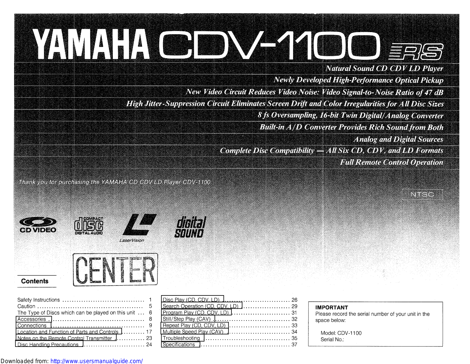 Yamaha Audio CDV-1100 User Manual