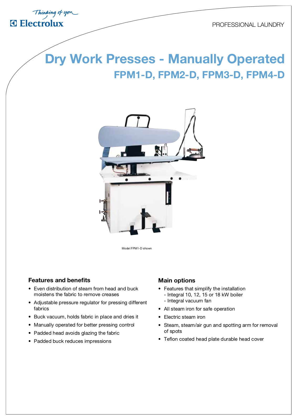 Electrolux FPM1-D, FPM4-D, FPM3-D DATASHEET