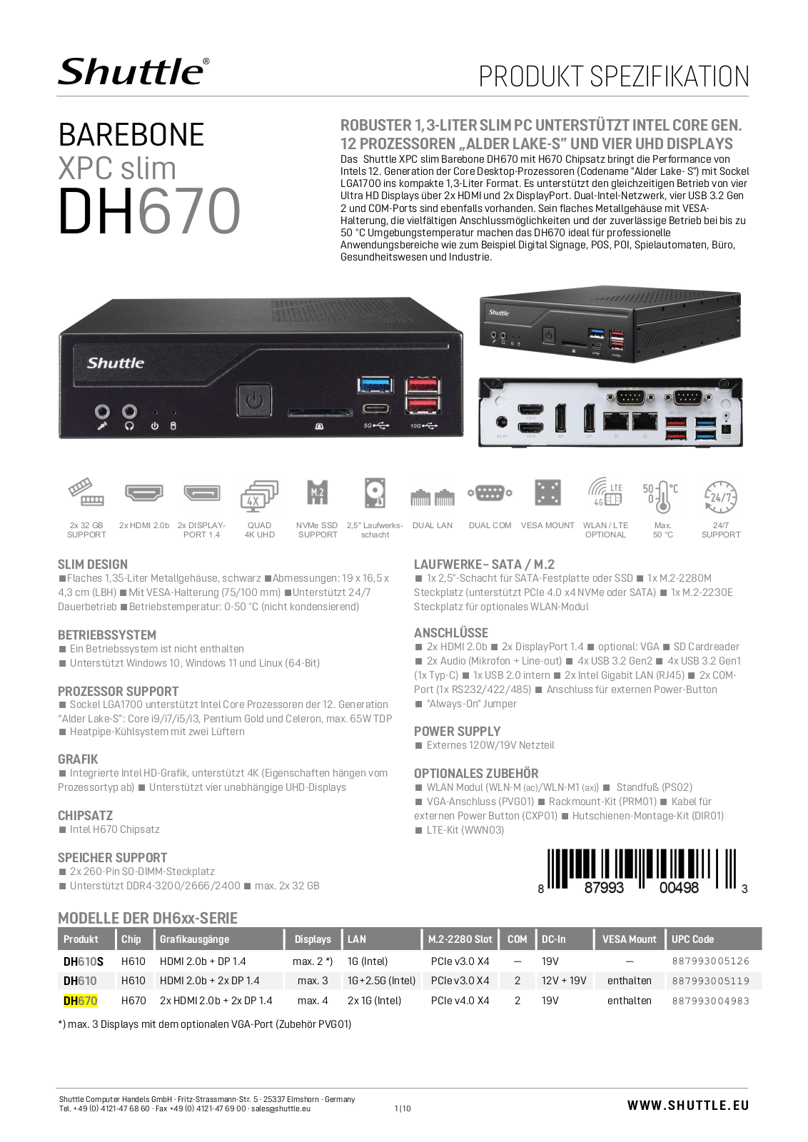 SHUTTLE SHUTTLE DH670 Datasheet - ManualMachine.com