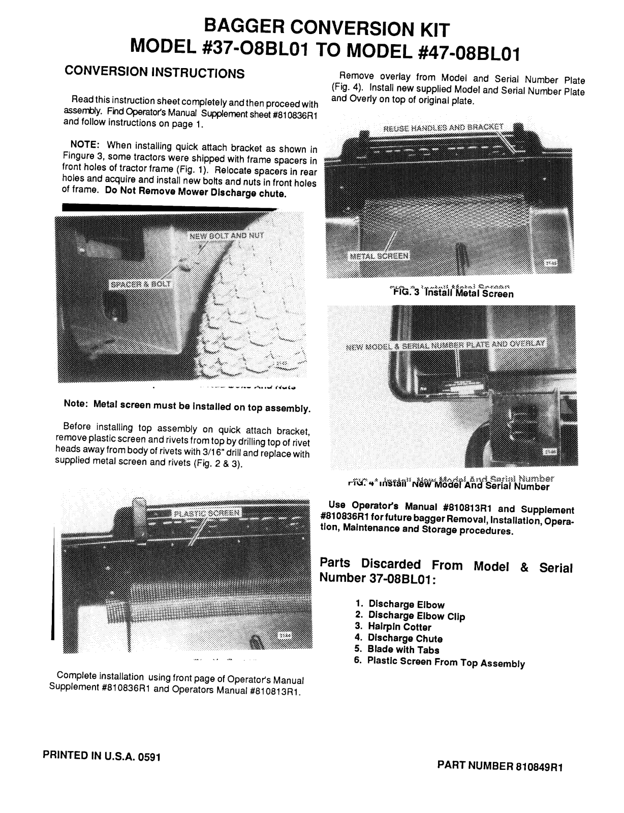 Toro 37-08BL01, 47-08BL01 Setup Instructions