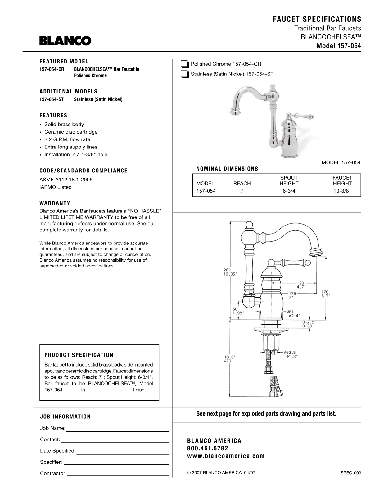 Blanco 157-054 User Manual