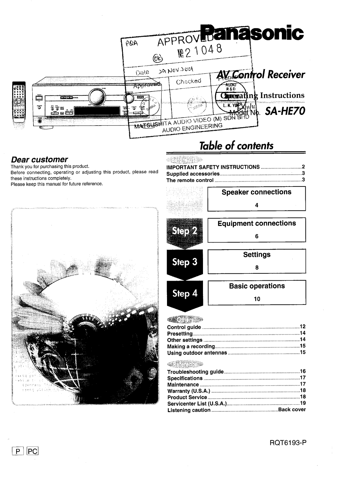 Panasonic SA-HE90 User Manual