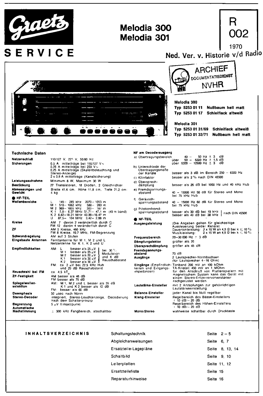 Graetz 300Melodia Schematic