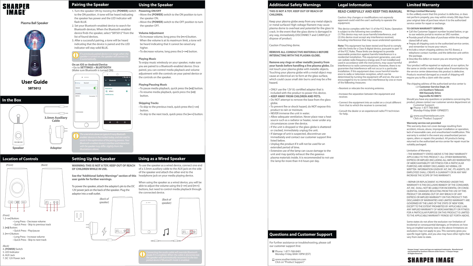 Sharper image SBT5012 User Manual