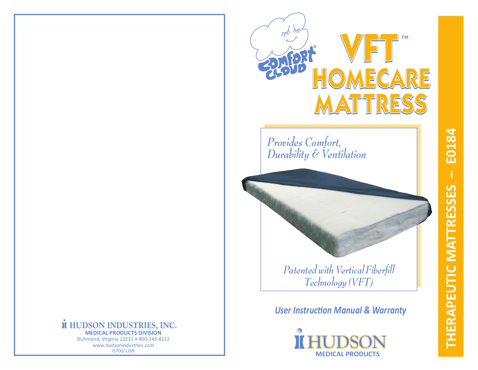 Hudson Medical VFT Homecare Mattress User Manual