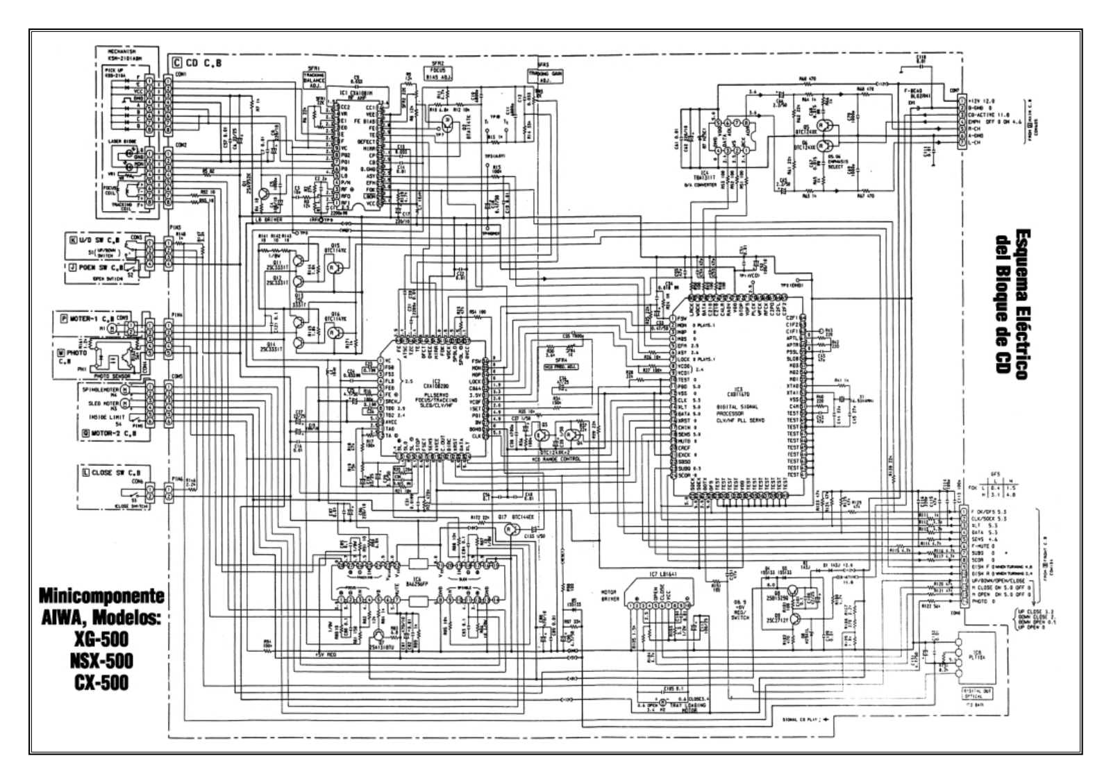 Aiwa XG-500, CX-500, NSX-500 Schematic