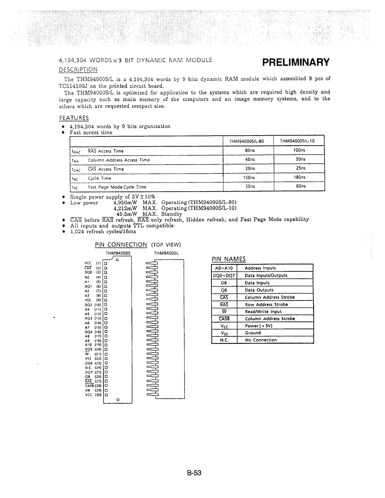 Toshiba THM94000S-80, THM94000L-80, THM94000L-10 Datasheet