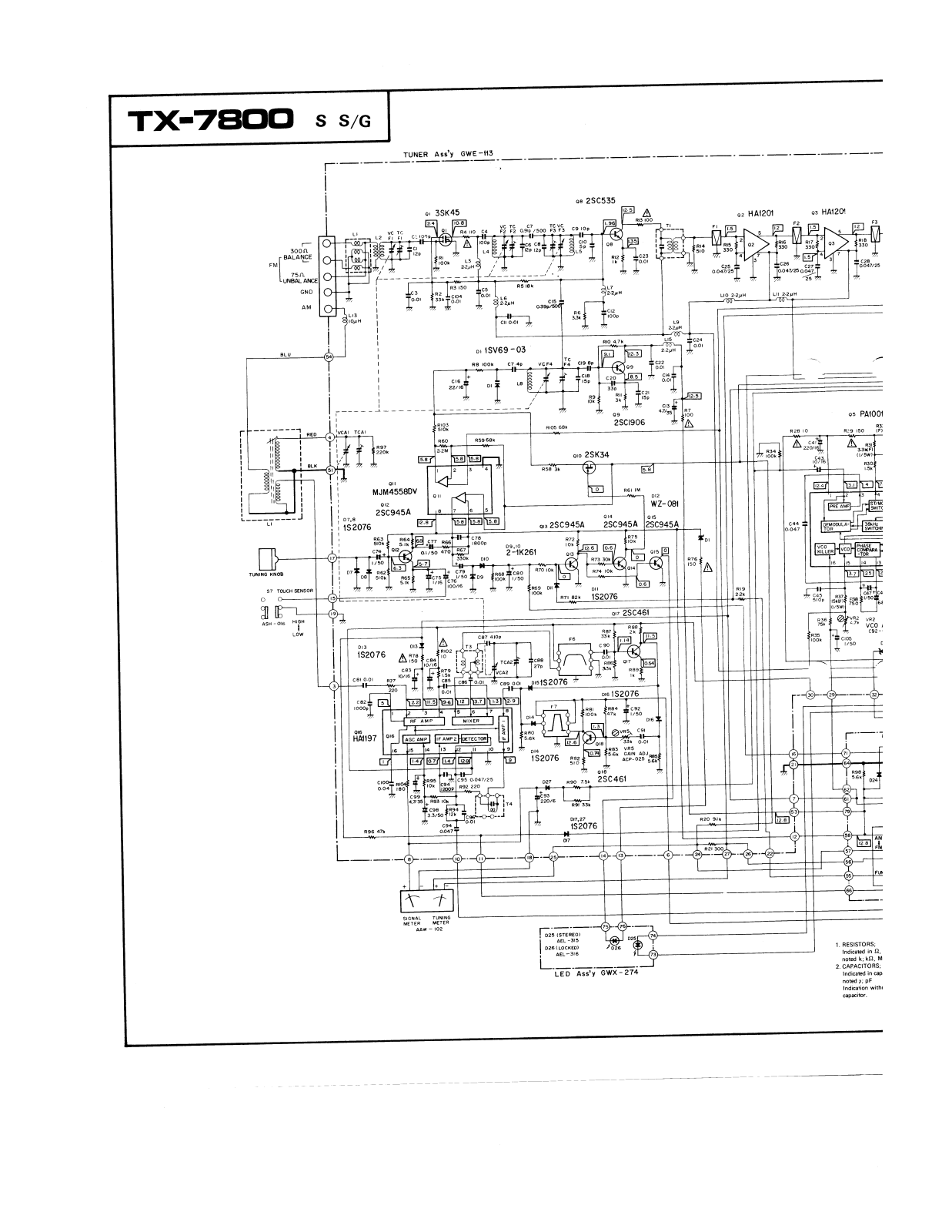 Pioneer TX-7800 Schematic