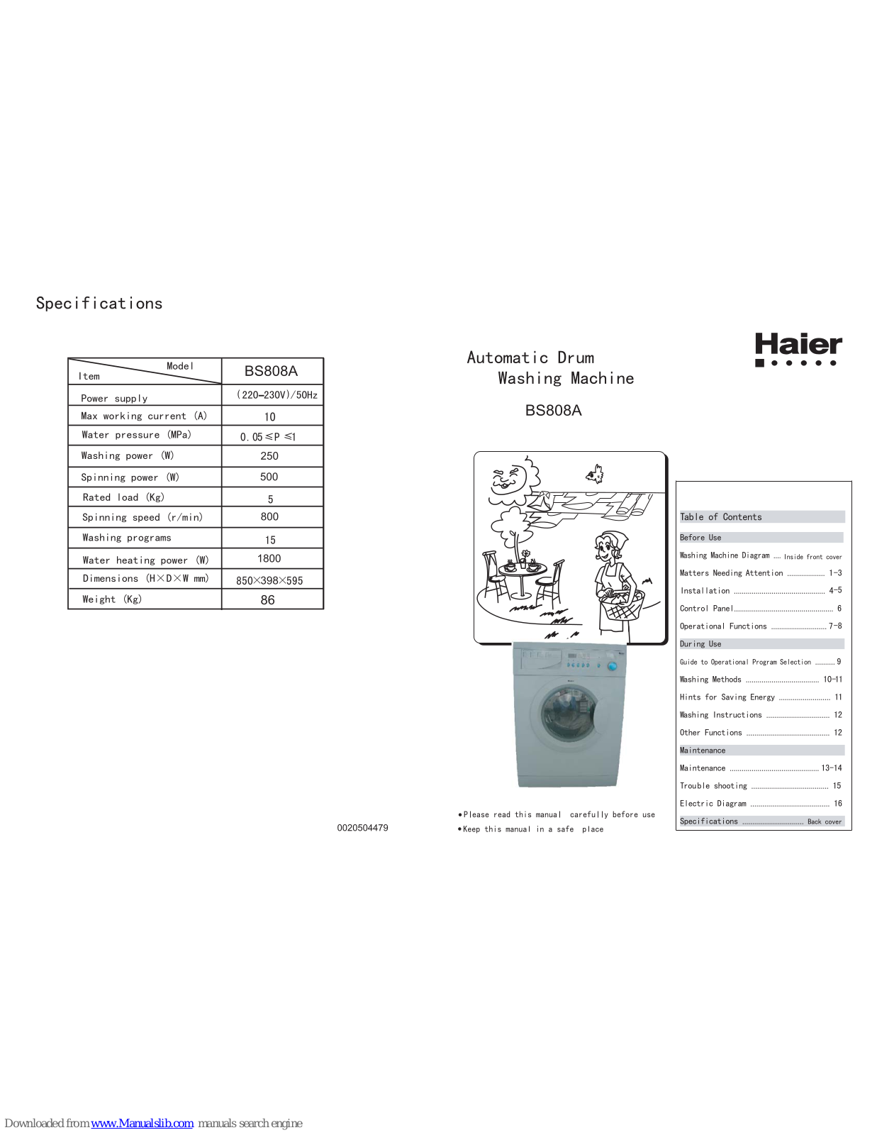 Haier BS808A, BS1008A User Manual