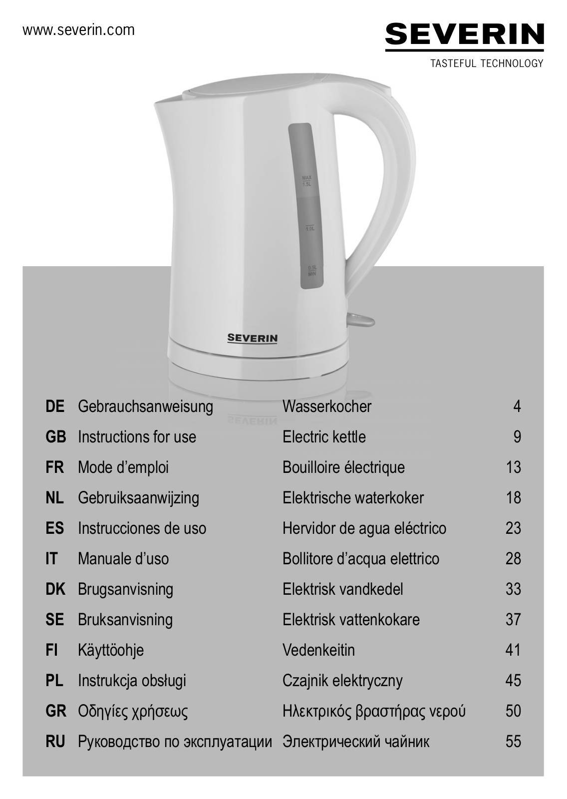 Severin WK 3495, WK 3494 User Manual