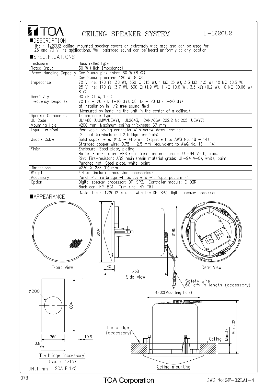 TOA F-122CU2 User Manual