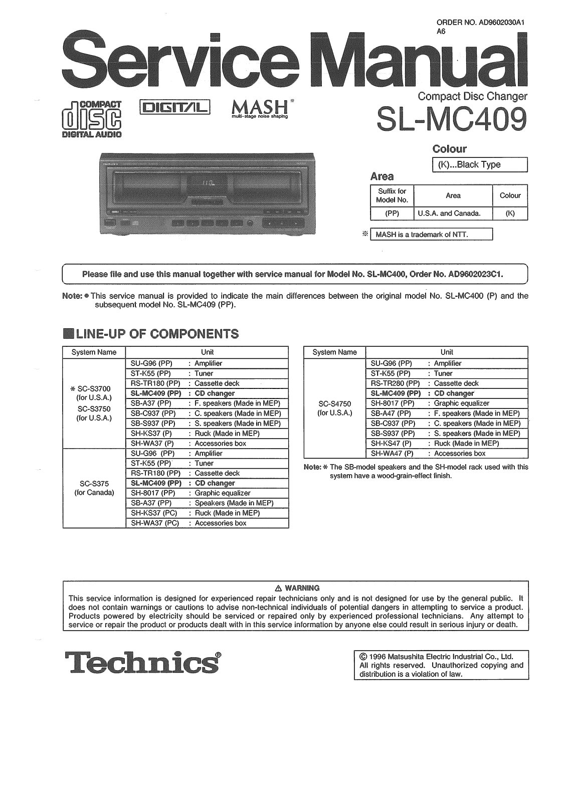 Technics SLMC-409 Service manual