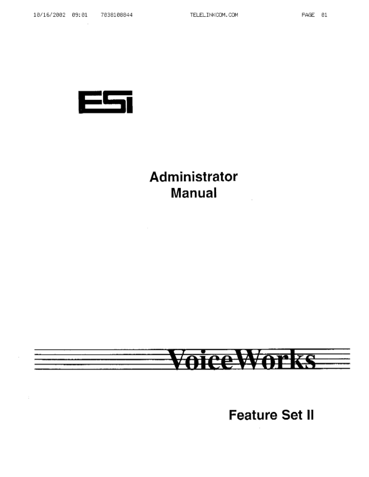 ESI Voice Works Feature Set II User Manual