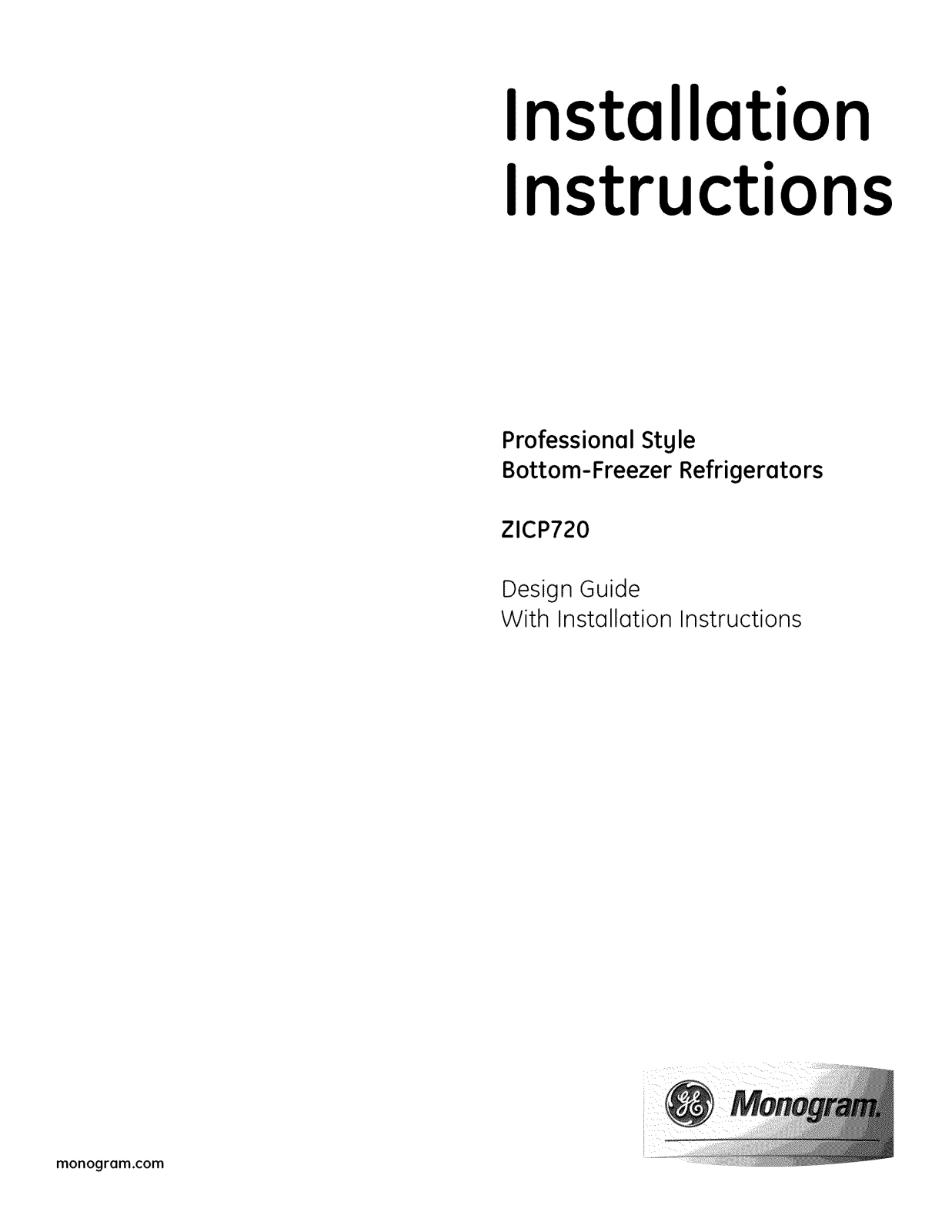 GE ZICP720ASASS, ZICP720ASESS, ZICP720BSASS, ZICP720BSESS Installation Guide - ManualMachine.com