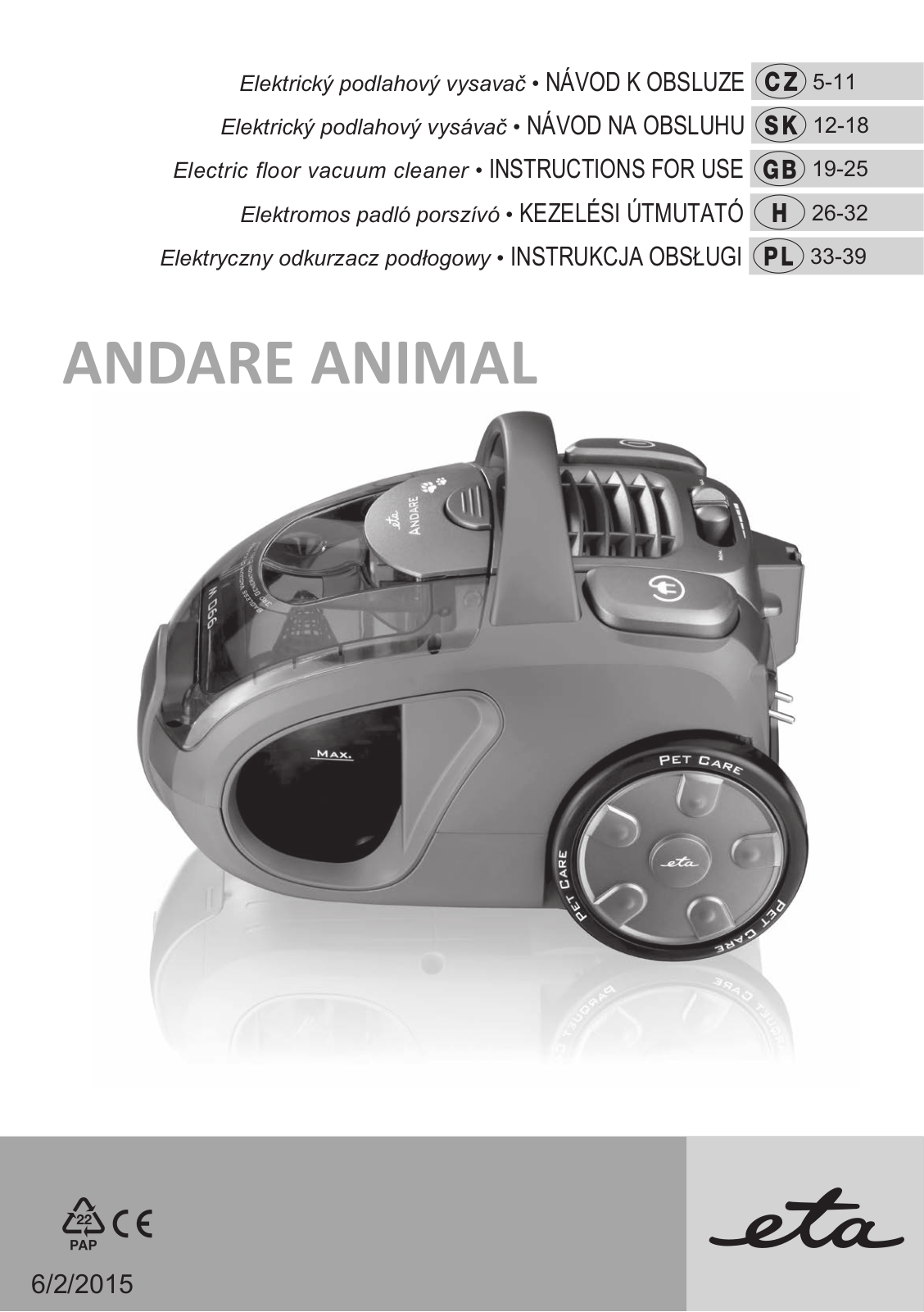 ETA Andare Animal User Manual