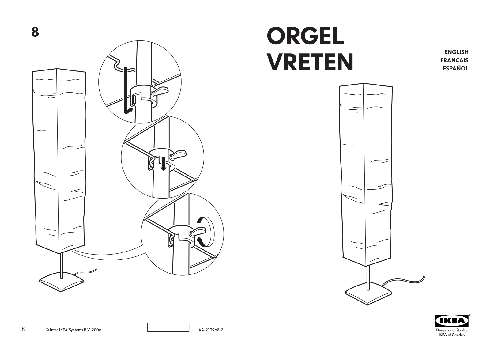 IKEA ORGEL VRETEN FLOOR LAMP User Manual