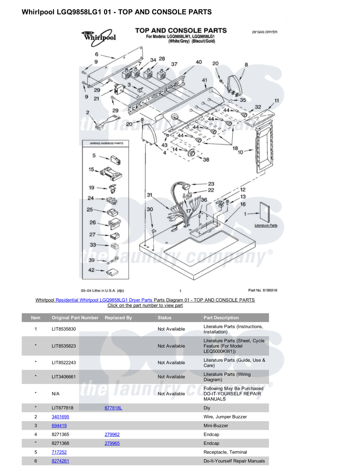 Whirlpool LGQ9858LG1 Parts Diagram