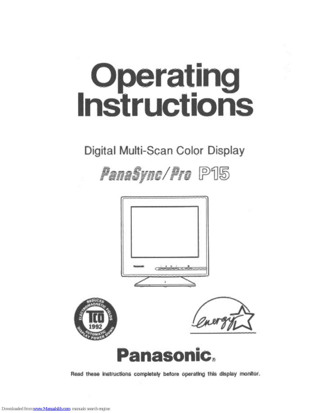 Panasonic PANASYNC P15, PANASYNC Pro P15 User Manual