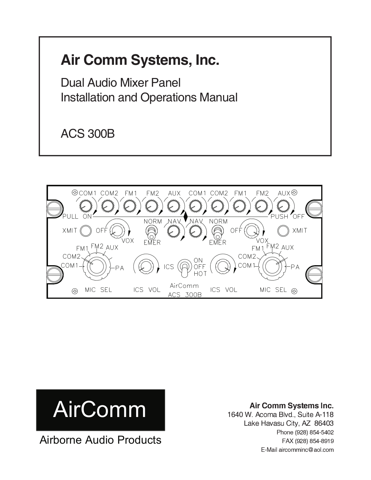 Air Comm Systems ACS 300B Installation and Operations Manual