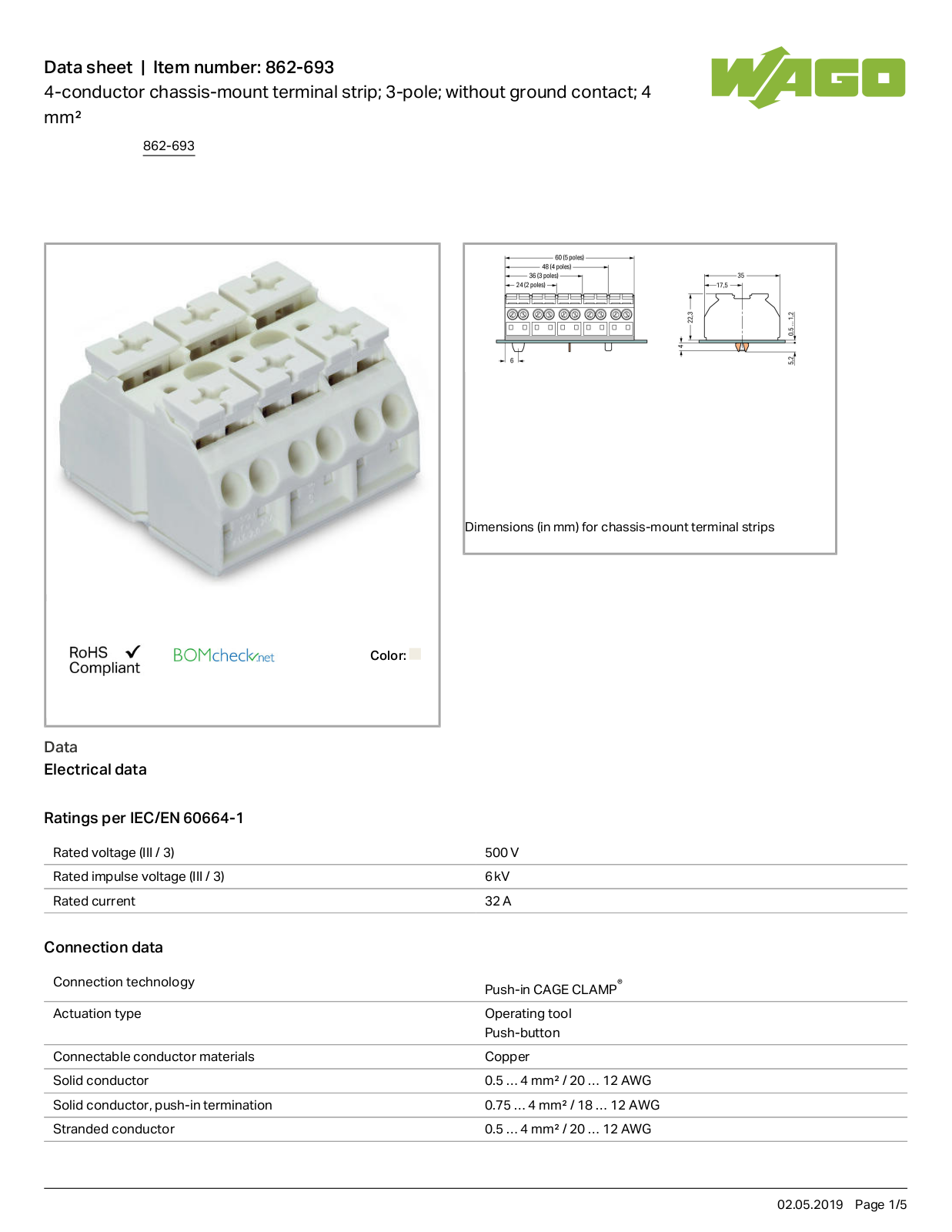 Wago 862-693 Data Sheet